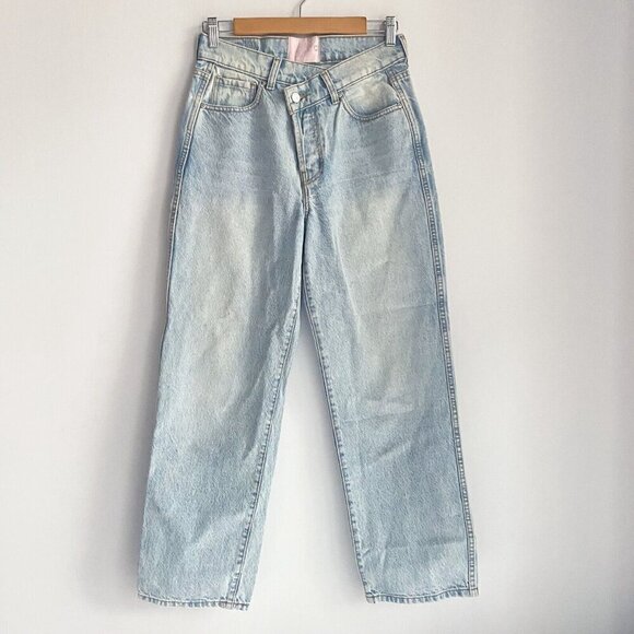 Revice Light Wash  Blue Straighr leg Asymmetrical Waist Jeans 28 - Picture 3 of 6